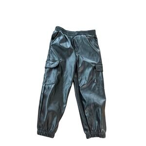Juicy Couture Kids Girls 3T Black Faux Leather Cargo Jogger Pants‎ Streetwear
